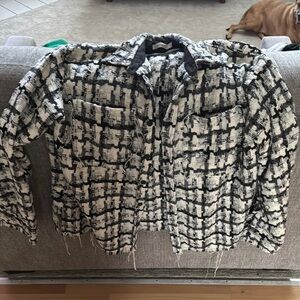 Men’s MNML Black/White/Silver Button-Up Shirt XL